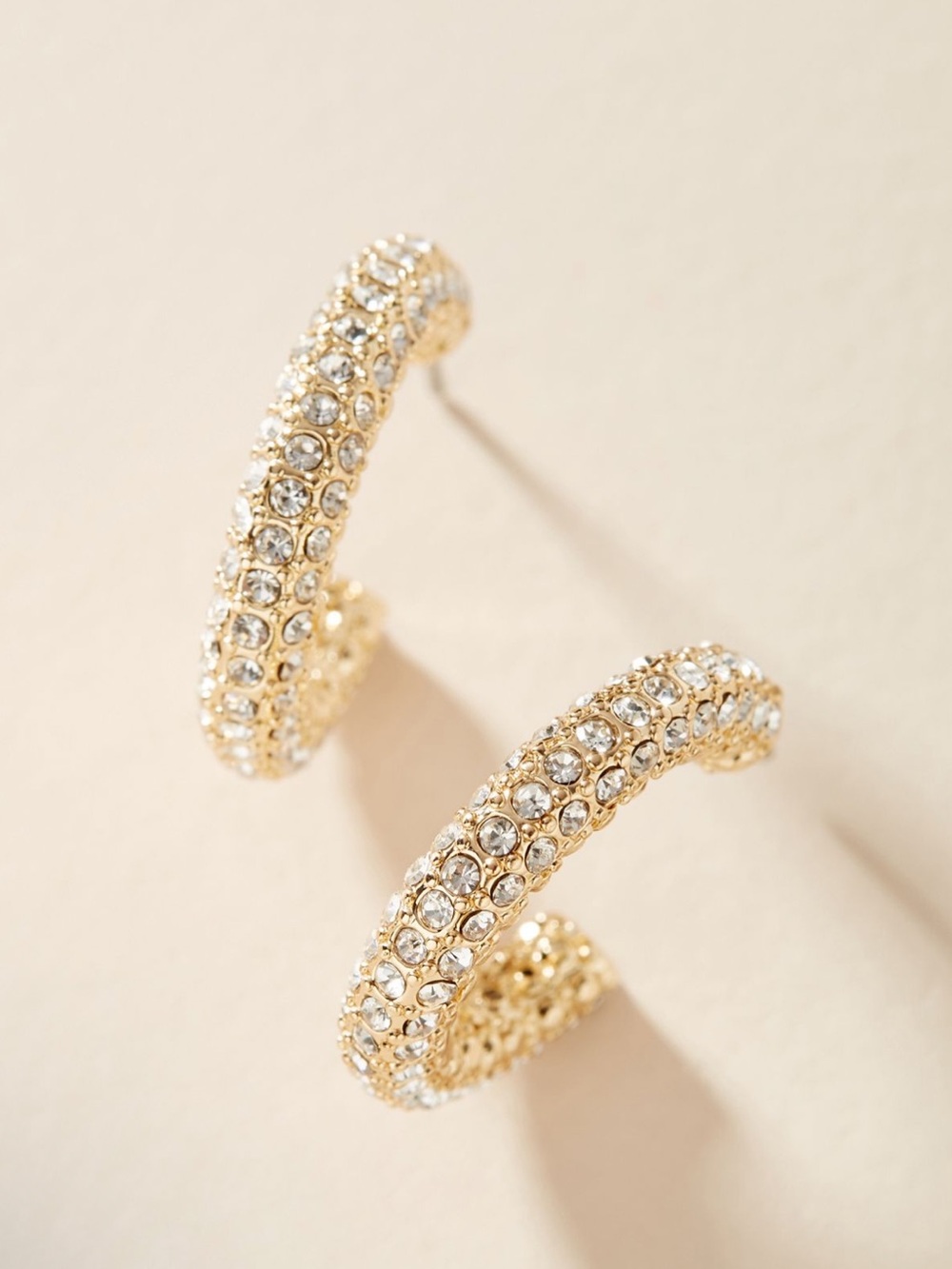 Anthropologie Pave Huggie Hoop earrings